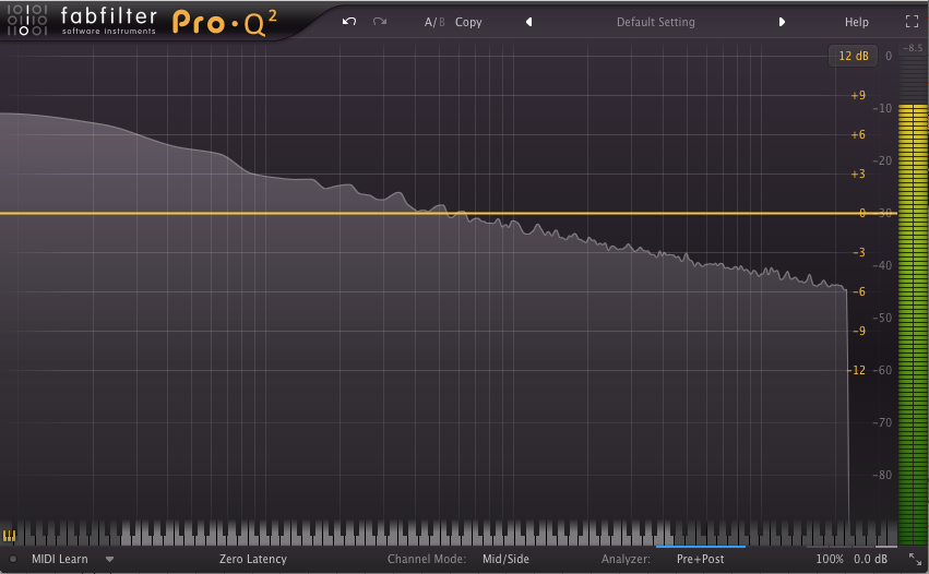 An image of pink noise run through FabFilter's Pro-Q 2.