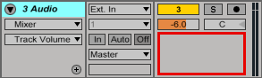 An image of the Sends section of the track mixer in Ableton.
