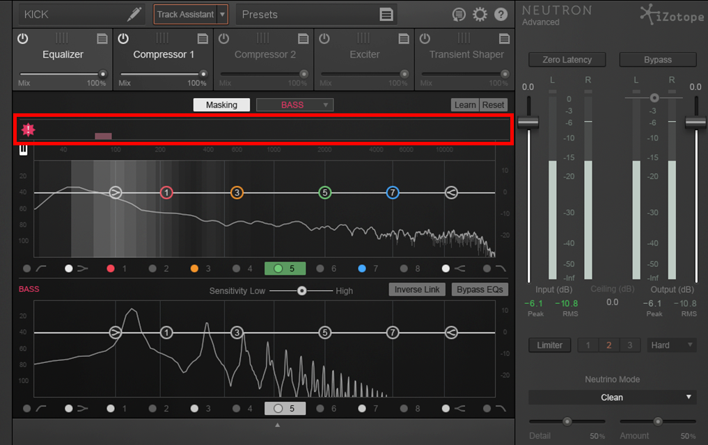 An image of iZotope Neutron's frequency buildup display.