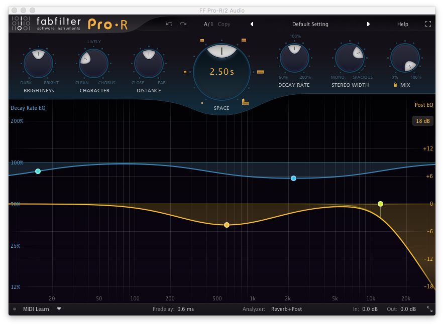 An image of FabFilter's Pro-R reverb plugin.