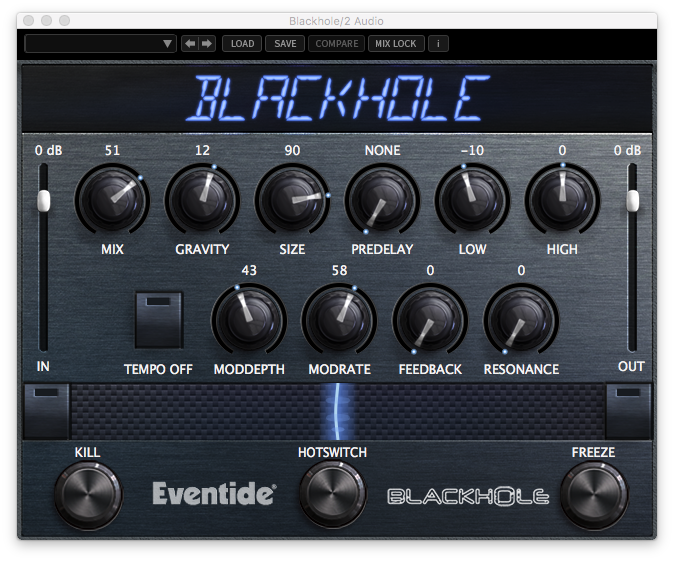 An image of Eventide's Blackhole reverb plugin.