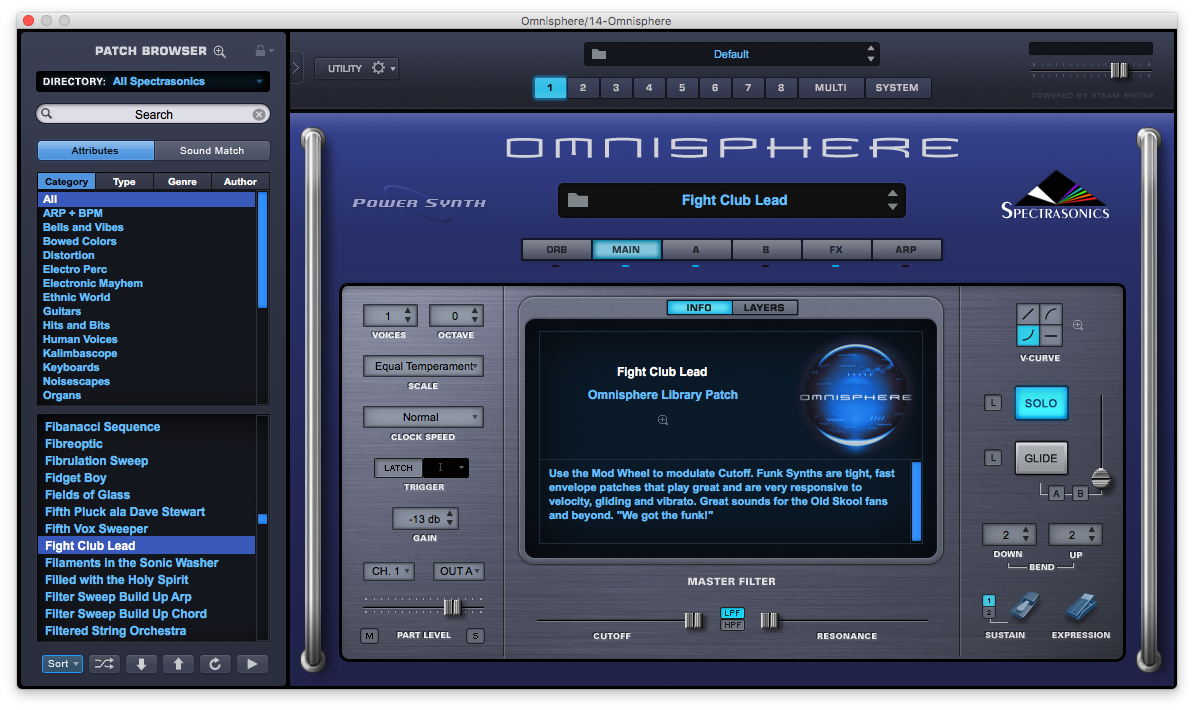An image of Spectrasonics' Omnisphere 2 synthesizer plugin.