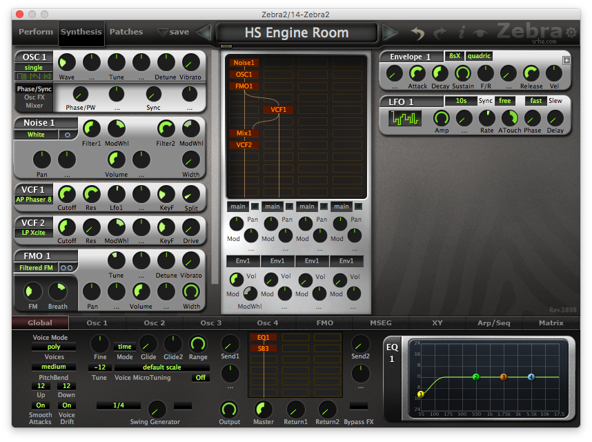 An image of u-he's Zebra 2 synthesizer plugin.