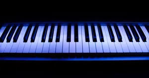 A piano in a dark environment.
