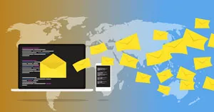 Many emails being sent from a computer.