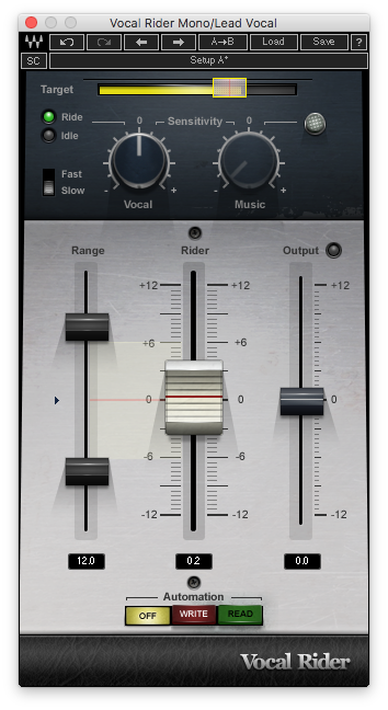 An image of Waves' Vocal Rider plugin.
