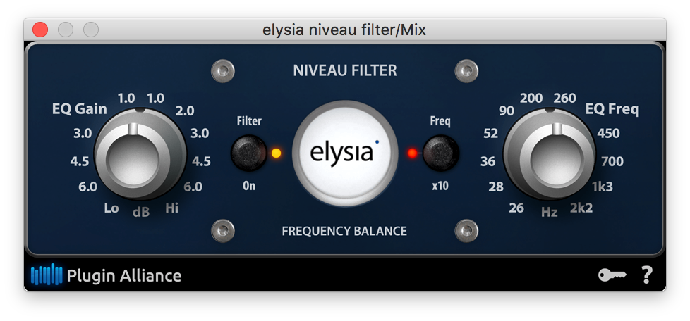 An image of elysia's niveau filter plugin.