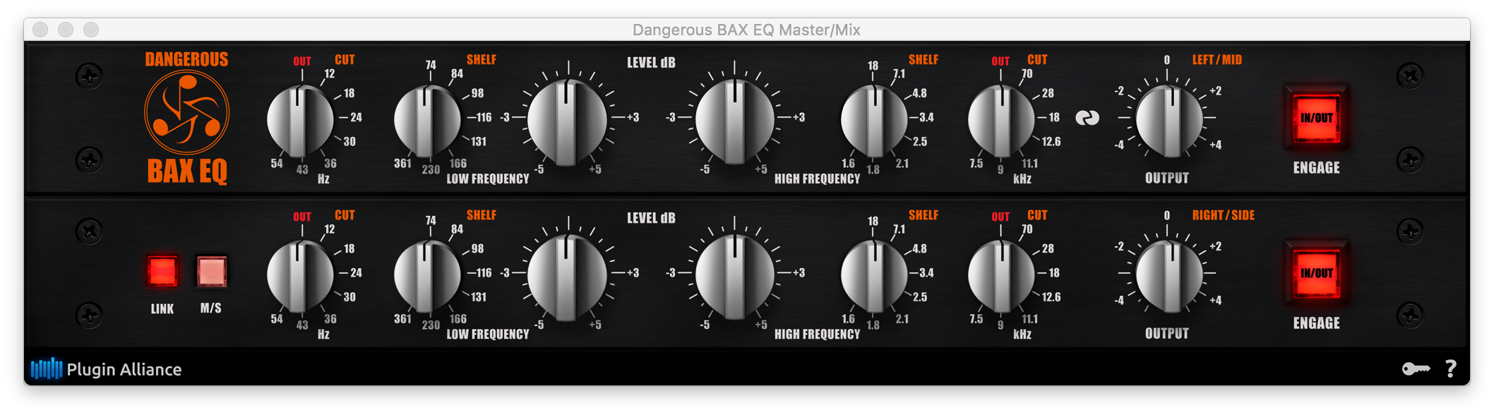 An image of Dangerous Music's BAX EQ plugin.