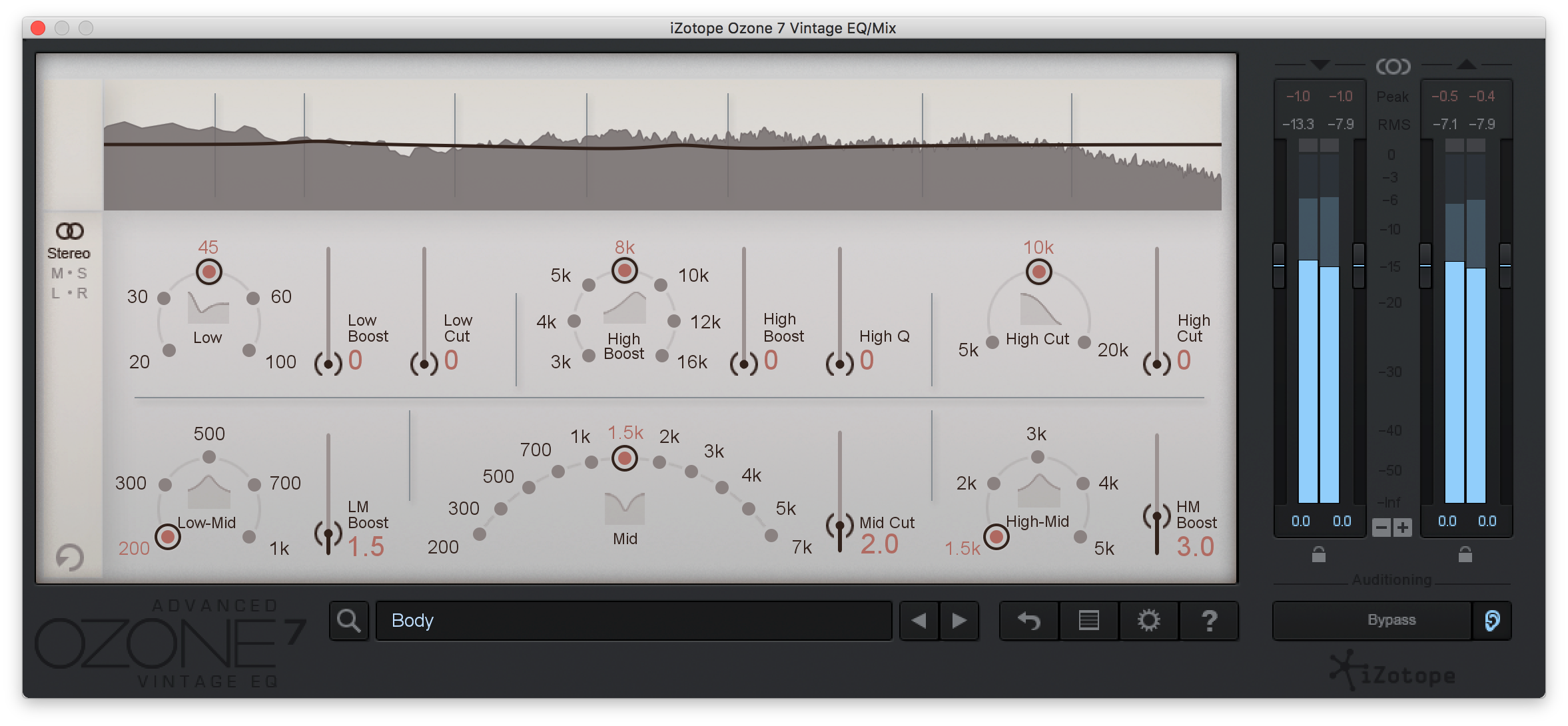 An image of Ozone 7's Vintage EQ plugin.