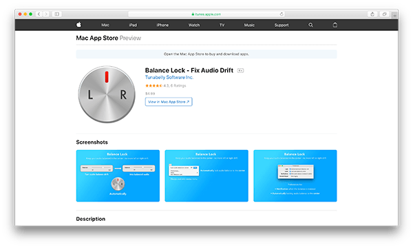 An image of Balance Lock's homepage on the App Store.