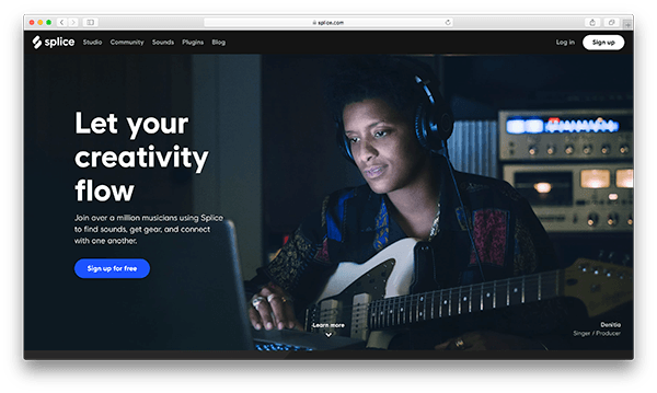 An image of Splice's homepage.