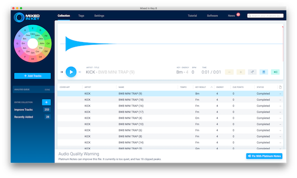 An image of Mixed in Key's interface.