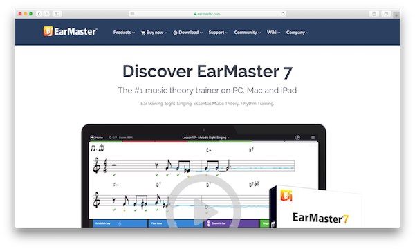 An image of EarMaster 7's homepage.