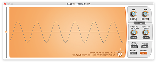 An image of a sine wave run through an oscilloscope.