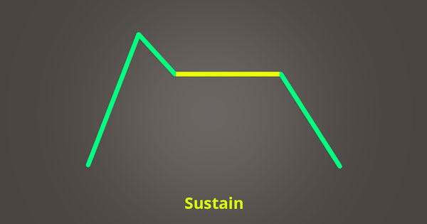The sustain phase of ADSR.