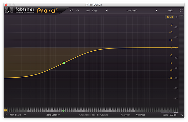 A low shelf filter in FabFilter's Pro-Q 2.