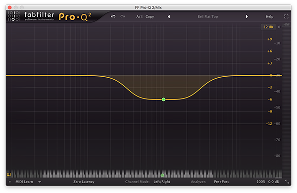A bell filter in FabFilter's Pro-Q 2.