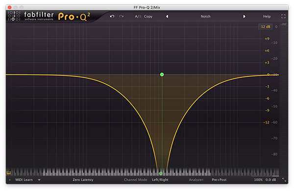 A notch filter in FabFilter's Pro-Q 2.