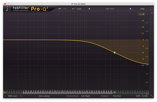 A high shelf filter in FabFilter's Pro-Q 2.