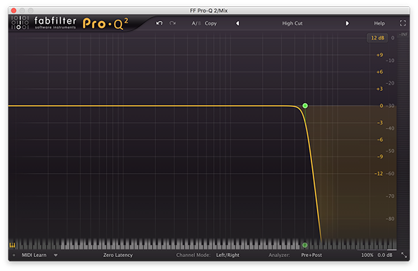 A low pass filter in FabFilter's Pro-Q 2.