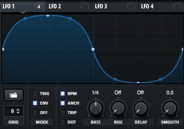 The LFO section in Xfer Records' Serum plugin.