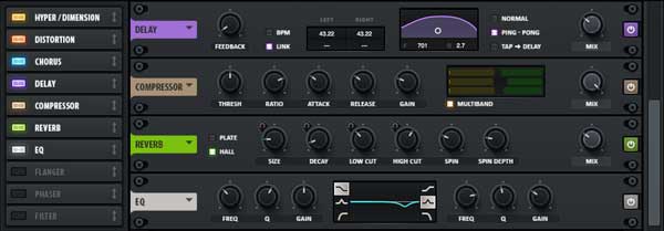 The effects section in Xfer Records' Serum.