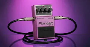 A purple flanger foot pedal.
