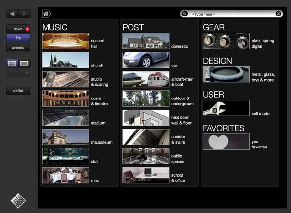 A picture of Altiverb's IR presets page.