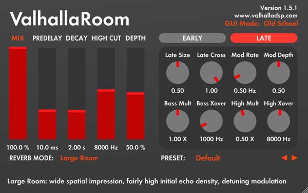 A picture of Valhalla Room's "Old School" GUI.