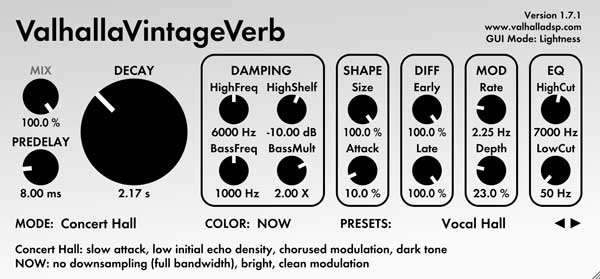 A picture of VintageVerb's "NOW" Color Mode.