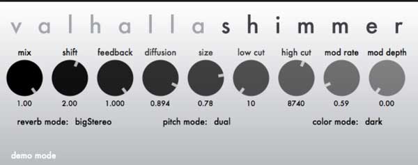 A picture of Valhalla Shimmer's GUI.