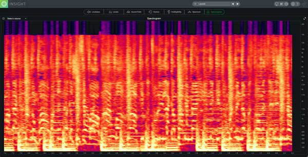 A picture of iZotope Insight 2's 2D Spectrogram.