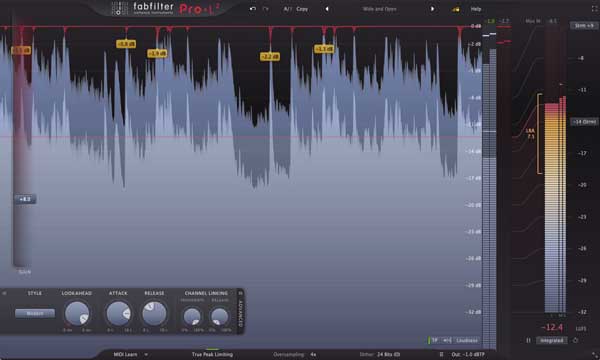 A picture of FabFilter's Pro-L 2 plugin.