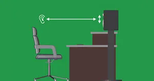 An ear icon that's aligned with the acoustic axis of a studio monitor.