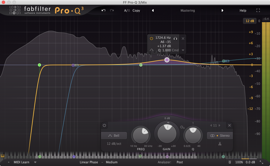 An image of FabFilter's Pro-Q 3 plugin.
