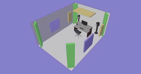 An image of acoustic treatment that's meant to reflect sound and prevent flutter echo.