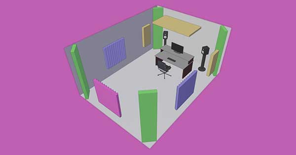 An image of acoustic treatment that's meant to reflect sound and prevent standing waves.