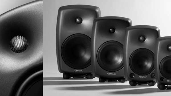 An image of Genelec's 8000 Series studio monitors.