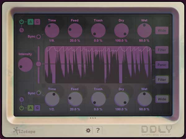 An image of iZotope's DDLY Dynamic Delay plugin.
