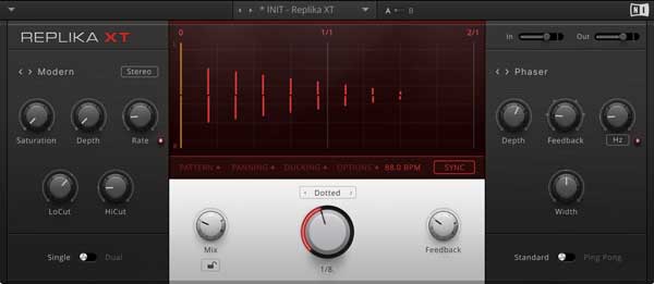 An image of Native Instruments' Replica XT delay plugin.