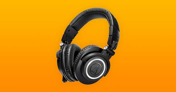 An image of a pair of Audio Technica ATH-M50x headphones.