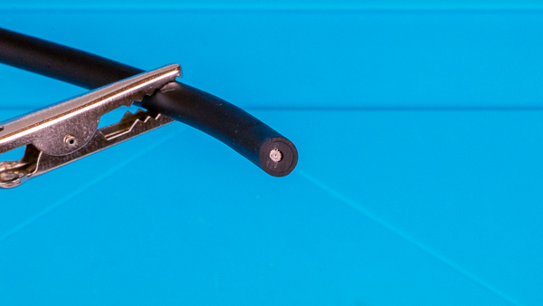 An image of a cut instrument cable.