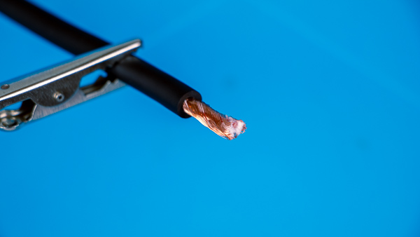 An image of a microphone cable with the rubber shield removed.