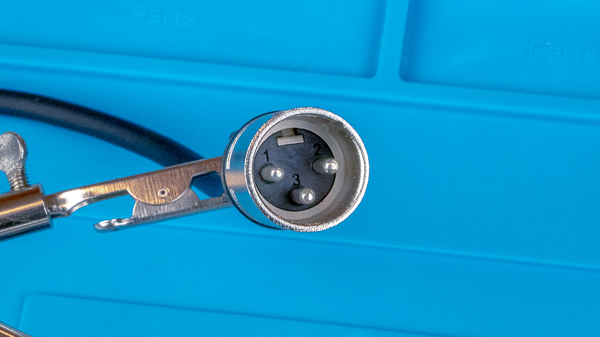 An image of a male XLR connector's numbered pins.