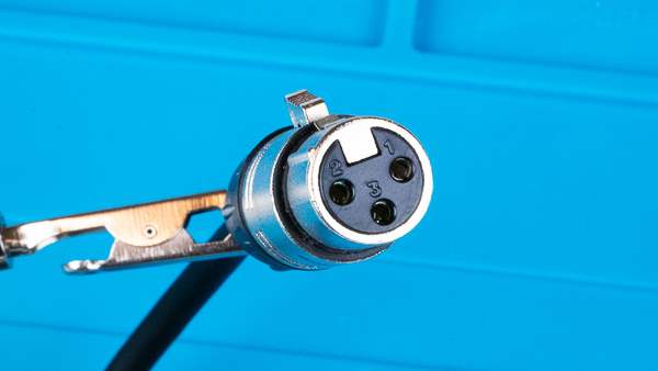 An image of a female XLR connector's numbered ports.