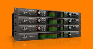 A stack of Universal Audio Apollo audio interfaces.