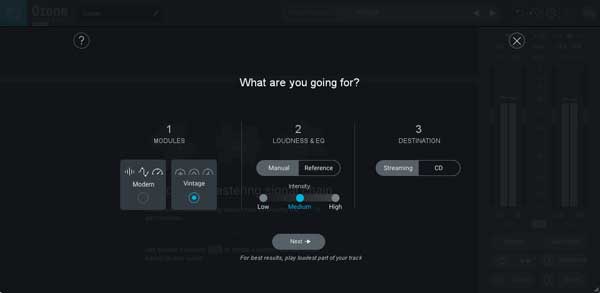 An image of iZotope Ozone 9's Master Assistant.