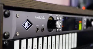 A close-up photo of Universal Audio's Apollo x8.