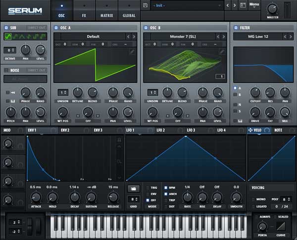 An image of Xfer Records' Serum VST plugin.