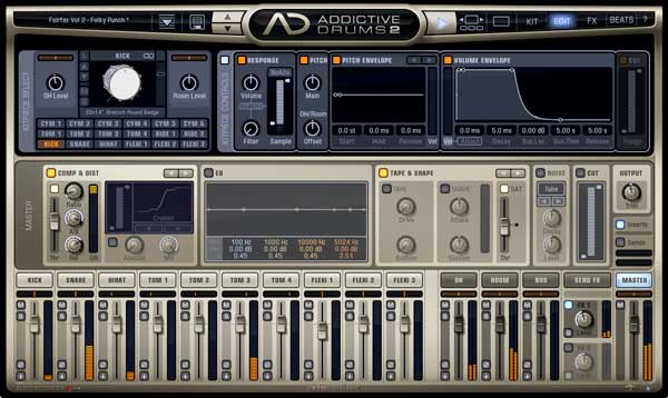 An image of XLN Audio's Addictive Drum 2 VST plugin.